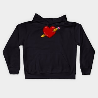 Heart With Pencil Love To Draw Drawing Artist Kids Hoodie